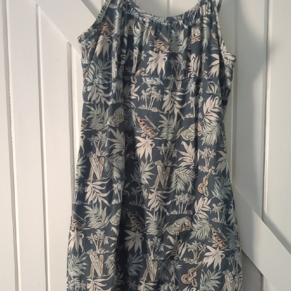 Kunahs Aloha Style Tropical Sundress, Green and Cream
